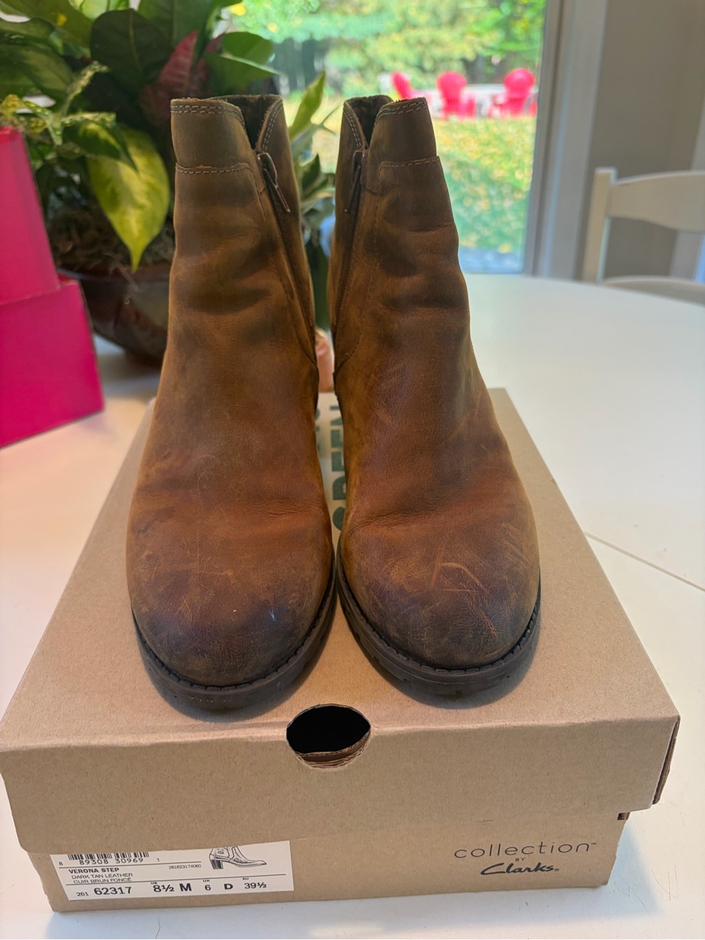 Clarks Brown Suede Zip Ankle Booties